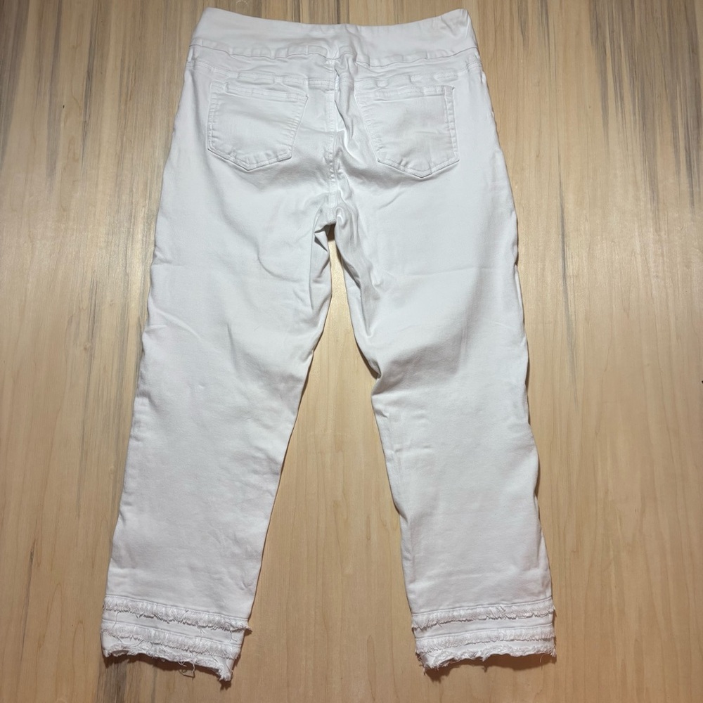 Slim-Sation White Cropped Jeans for Women With Fringed Legs - Picture 2 of 4